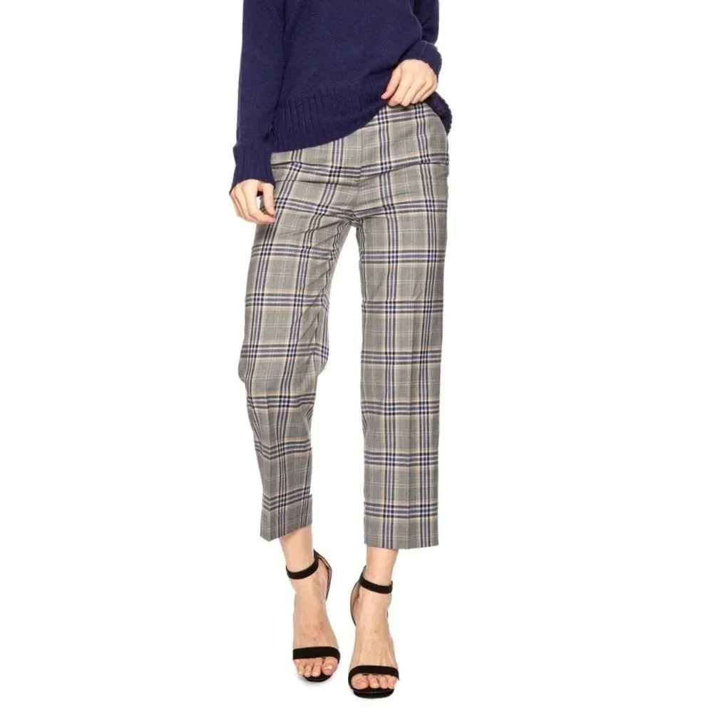 Tibi Lucas Suiting Plaid Cropped Trouser